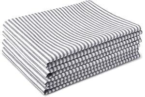 Encasa XO Paños de Cocina 28x18 in 70x45 cm (Juego de 4 Piezas) Acabado Antibacteriano, algodón orgánico, Altamente Absorbente para la Limpieza de Platos - Azul Marino a Rayas