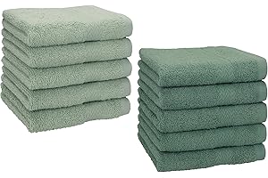 Betz 10 Lavette salvietta asciugamano per il bidet Premium 100% cotone misure 30 x 30 cm colore verde fieno e verde abete