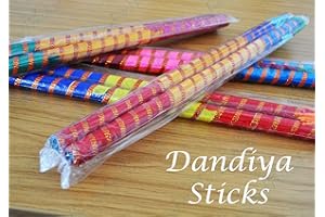 WE PERSONALIZE Dandiya Sticks - Beautiful Wooden Stick, 2 Pairs of Multi Color Dandiya Sticks for Couple, Special Navaratri Ocassion
