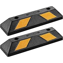 Wiltec Juego 2 topes de aparcamiento 90 x 15 x 10 cm caucho con bandas