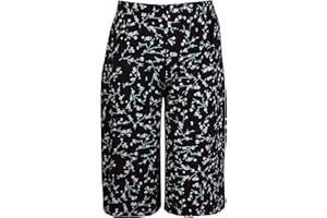 PURPLE HANGER Womens Plus Size Floral Spot Paisley Print Ladies Stretch Elasticated Waist Wide Leg Culottes Shorts