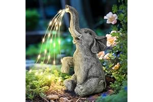GIGALUMI Statua di Elefante per Giardino Decorazione da Annaffiare Figura di Elefante Alimentata a Energia Solare con Luci LED, Regali per Mamma, Regali di Compleanno per Donna, Decorazione di