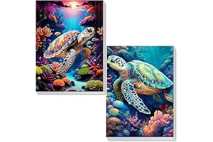 Hongyrjy 2 Pack Kits de Peinture au Numéro Avec Cadre,Tortues Peinture Numero D'art Adulte,Paint by Numbers Kis,Peinture Numero Adulte Débutants Avec Pinceau Pigment Acrylique 20x30cm