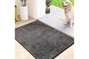 FCSDETAIL Wycieraczka z łapaczem kurzu, antypoślizgowa mata podłogowa, nadająca się do prania w pralce, mata wejściowa z miękką chłonną mikrofibrą dla psów, wejścia, drzwi i przedpokoju, 60 x 90 cm,