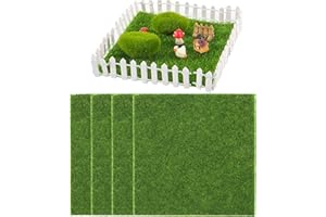 EUIOOVM 4 PC Kunstrasenteppich, 15 x 15cm Kunstrasen Miniatur Moos, Künstliche Moos Deko, Kunstrasen Teppich für den Innen und Außenbereich, Rasen, Garten, Miniatur-Ornament