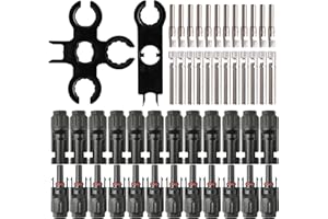 nuyikaso 12 Paires Photovoltaique Câble Connecteur Solaires PV Mâle/Femelle IP67 étanche avec 2 Clés de serrage Connecteurs de câbles pour Panneaux Solaires Cable Accessoires, Noir
