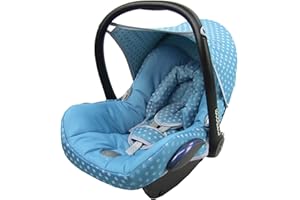BAMBINIWELT Bezug Ersatzbezug kompatibel mit Maxi-Cosi CabrioFix für Babyschale 6-tlg Komplett-Set (türkis Sterne)