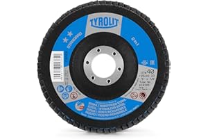 TYROLIT 2-in-1 Flap Disc for Stainless Steel for Angle Grinders -- 125 x 22.23 mm / 40 Grit (Pack of 10)