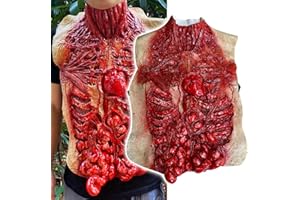 XehCaol Halloween Corpse Bloody Zombie Decoration Fake Halloween Costume Decoration Horror Bloody Intestine Torso Chest Fake Dead Body Cosplay Props