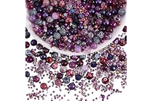 BEEFLYING 1 Pack Assorted Glass Beads for Jewelry Making Adults Glass Crystal Beads Bulk Including 8mm Beads for DIY Jewelry Bracelet Neckalce Phone Lanyard Making Crafts Accessorie (Violet)
