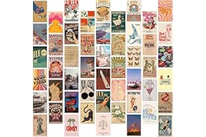 PORUPAEL 50pcs Vintage Travel Postcards Ins Posters Cards Wall Art Decoration Post Card Set Retro Greeting Cards Scrapbooking Paper for DIY Craft Hoom Decor (B)