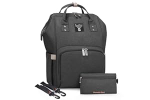 Pomelo Best Sac à Dos à Langer Bébé en Oxford Imperméable - Sac à Langer Maternité Multifonction avec Sangles de Poussette Détachable - Grand Capacité et Portable