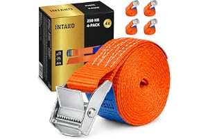 INTAKO bagagespännband 2 m x 250 kg x 25 mm - set med 4 - spännremmar för takbox, SUP-brädor - transportband för motorcykel