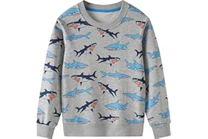 SOIBEEN Jungen Sweatshirt Entzückende Kinder Pullover 2-Pack Top Shirt Pullover Pullover Rundhalsausschnitt Langarm Casual Kleidung Frühling Herbst Baumwolle Hoddie 1-10 Jahre