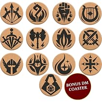 Décor Murale DND 7 Dés En Bois - Donjons & Dragons | D20, D12, D10, D8, D6, D4 - Cadeau Geek RPG