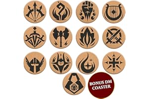 LYNX Podkładki Korkowe HQ - Zestaw 12 Podkładek z Ikonami Klas +1 DM - Super Prezent dla Graczy D&D, Graczy, DM, Mężczyzn i Kobiet - Dungeons & Dragons Akcesoria Domowe, Kubki, Napoje, Dekoracja Stołu