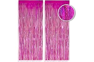 ‎PHENO FLAGS PHENO FLAGS 2 Stück Pinker Lametta Vorhang, 1x2,5m - Glitzernde Silvester-Deko im Funkelnden Metallic-Look, Lametta Girlande für Ihre Party