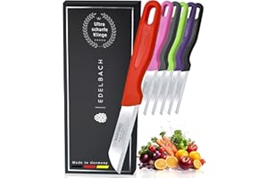 Solingen / Edelbach / 6x Küchenmesser Set / Made in Germany Messer Set gerade Klinge, Allzweckmesser, Obstmesser, Gemüsemesser, Schälmesser, sehr scharf, Küchen Messer, Geschenk