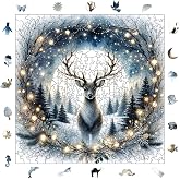 WePuzzleUp Ahşap Puzzle Yetişkin - G&uuml;m&uuml;ş Ayın Altındaki Geyik - 353 Par&ccedil;a, 29 x 29 cm - Yapıştırıcı Folyo Dahil - Benzersiz Ş