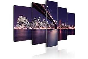 B&D XXL - Quadro New York 150x75 cm 5 Pezzi - Stampa su Tela in TNT Tessuta XXL Grande - Quadri Moderni Componibili Camera da Letto Matrimoniale - Stampe da Parete Arte - Architettura 030111-59