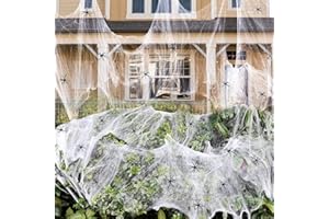 LIVESTN Ragnatela Halloween Decorazione,300g Ragnatela Bianca,Terrore Ragnatela Elasticizzata ​di Halloween,con 60 Pezzi Ragni Finti,per Decorazioni di Halloween Esterni