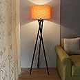 SANDED EDGE - SMARTLY PRICED Modern Design Wooden Decorative Tripod Floor Lamp with Shade for Living Room|Bed Room|Home Decor| Office (Orange)