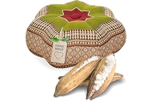 ‎LIVASIA Livasia Meditationskissen Stern, Yogakissen mit Kapok, Pouf, Bodenkissen sternförmig Yoga Zen Meditation, Zafukissen für Garten und Balkon, Sitzkissen handgefertigt Ø 30x15cm