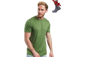 Merino.tech Camiseta Lana Merino Hombre - Camiseta Interior Hombre 100% de Lana Merino con Calcetines