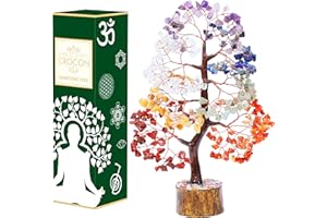 Crocon Árbol de Piedras Preciosas de los Siete Chakras, Alambre de Cobre, Feng Shui, bonsái, Buena Suerte, Cristales curativos para los Chakras, decoración del hogar, Regalo de Riqueza Tamaño: 10-12"