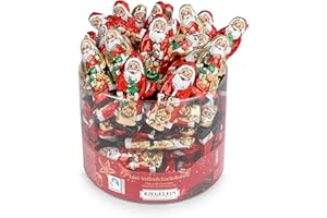 Riegelein Massiv-Weihnachtsmänner in Dose, 525g (70 Stk.) – Fairtrade Vollmilchschokolade einzeln verpackt – Ideal für Adventskalender, Nikolaus & Weihnachten – Schokonikolaus klein
