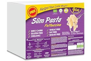 Eat Water Slim Pasta Fettuccine Zero Carbohydrate Enviro Pack of 5 * 270 Grams | Made from Organic Konjac Flour | Keto Paleo Diet and Vegan | Zero Sugar, Low Calorie Food