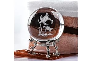 ZEERSHEE Sfera di cristallo 3D con supporto inciso al laser tartaruga statuetta fermacarte in vetro decorazione per la casa di nozze