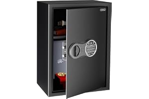 Lifelong 56 L Digital Safe Locker Box For Home & Office | Essential Smart Home Locker For Gold, Jewellery, Cash | Tijori Box | Electoric Keypad & Keys | Wardrobe Compatible, 1 Yr Warranty, Black