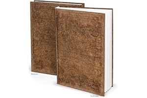 Logbuch-Verlag Journal XXL carte du monde DIN A4: carnet d’écriture vintage à couverture rigide simili cuir, 164 pages vierges pour notes, récits, dessins, journaling et voyages