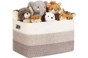 MYHOMMATTO 60L Aufbewahrungskorb Baumwollseil, Korb für Spielzeug, Kleidung, Korb Aufbewahrung groß für Deko Kinderzimmer, Wäschekorb Geflochten mit Griffen, Korb für Decken Wohnzimmer, Farbverlauf Braun