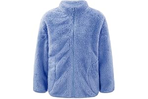 TiaoBug Unisex barn, fleecejacka, ståkrage, gosig jacka med genomgående dragkedja, jacka för pojkar, flickor