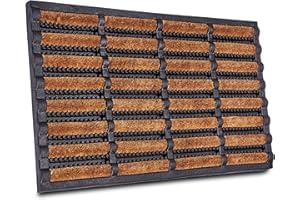‎HANSE HOME Hanse Home Brushes Fußmatte Kokos und Gummi 40x60cm – rutschfeste Schmutzfangmatte für Innen und Außen, Fußabtreter mit Kokosbürsten Türmatte Wetterfest Schmutzabtreter Outdoor – Schwarz Natur