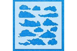 LAZER NINJA Cloud Sky Stencil: Mylar Airbrush Wall Art Painting Crafts 2-190 Micron| DIY-A5 Stencil - Design Size (105mm 100mm)