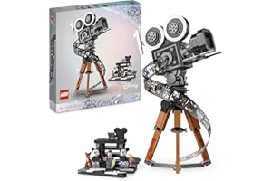 LEGO 43230 Disney La Caméra Hommage à Walt Disney, Set du 100ème Anniversaire pour Adultes, avec Minifigurines Mickey et Minnie Mouse, Plus Figurines de Bambi et Dumbo, Cadeaux pour Femmes et Hommes