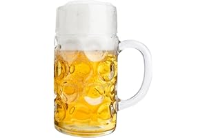 Van Well boccale di birra, 1 litro, con tacchetta, boccale grande con manico, resistente al lavaggio in lavastoviglie, perfetto per la gastronomia