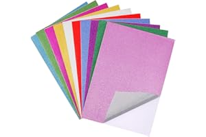XREE 20 Pièces Feuilles de Papier Pailleté A4, Papier Paillette Autocollant Feuilles Cartonnées Pailletées Decoration Noel pour Loisirs Créatifs Scrapbooking Carte DIY Décoration (10 Couleurs)