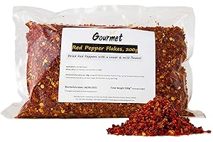 Go Gourmet Minced Red Pepper Flakes - Dehydrated Red Bell Peppers in 6-9mm Pieces - Easy Substitute for Fresh Peppers to Use in Soups, Casseroles and Stews - Sweet and Mild Flavour - 200g Bulk Bag