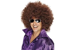 Smiffys Afro Wig, Mega-Huge, Brown, 1970's Disco Fancy Dress, Adult Dress Up Wigs Halloween