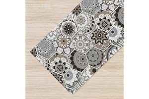 Il Gruppone Passione Casa Tappeto Cucina Antiscivolo Made in Italy Passatoia Antimacchia Multiuso Corridoio Soggiorno Lavabile in Lavatrice - 50x150 - Esagoni Marroni