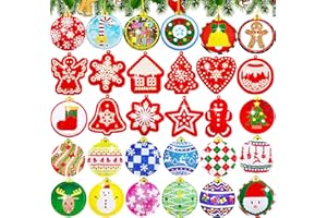 CAYUDEN Ciondolo di Natale Della Pittura del Diamante, 30pcs 5D Diamond Painting Natale Bambini Punti d'arte del Diamante Hanger Kits Arti Della Gemma Natale Ciondolo Appeso Carta per Xmas Decor