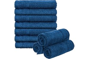 Brandsseller 10-częściowy zestaw ręczników do rąk 30 x 30 cm ręczniki frotte ręczniki dla gości z zawieszką bawełna 470 g/m² łazienka gospodarstwo domowe - niebieskie