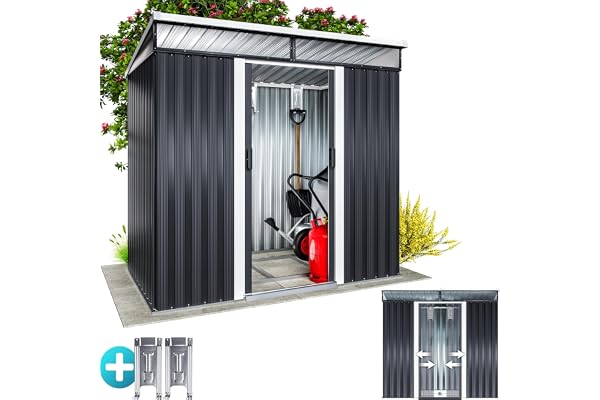 GARDEBRUK® Abri de Jardin L 3,4m³ Fondation Incluse 196x122x180cm 2 fenêtres Anthracite cabane de Jardin cabanon abri Outils Jardinage