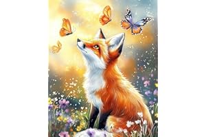 Arttoplus Malen Nach Zahlen Kinder ab 5 6 7 8 9 10 Jahre Mädchen Fuchs-Malen Nach Zahlen ab 6 7 8 9 Jahre Mädchen,Diy Acrylfarben Paint by Numbers Kids Tiere für Home Décor(40x50cm)
