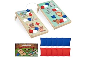 Relaxdays Jeu de Lancer Cornhole, Dimensions : 18 x 29 x 58 cm, 10 Sacs à Lancer, intérieur et extérieur. Multicolore