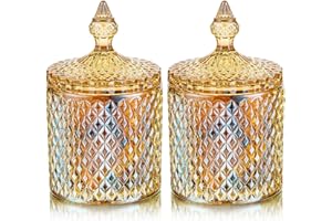 GLASSEAM Piatti Di Caramelle Con Coperchi Contenitori Di Caramelle Biscotti Di Vetro Barattolo Di Ambra Per Buffet Di Caramelle Piatti Di Caramelle a Buffet Per Display Di Nozze Per Feste Farina Di Spezie